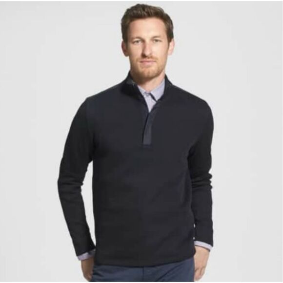 ✨BOSS Hugo Boss Persano Pullover 1/4zip Top Blue Sz Large Sweater✨ - Picture 1 of 12